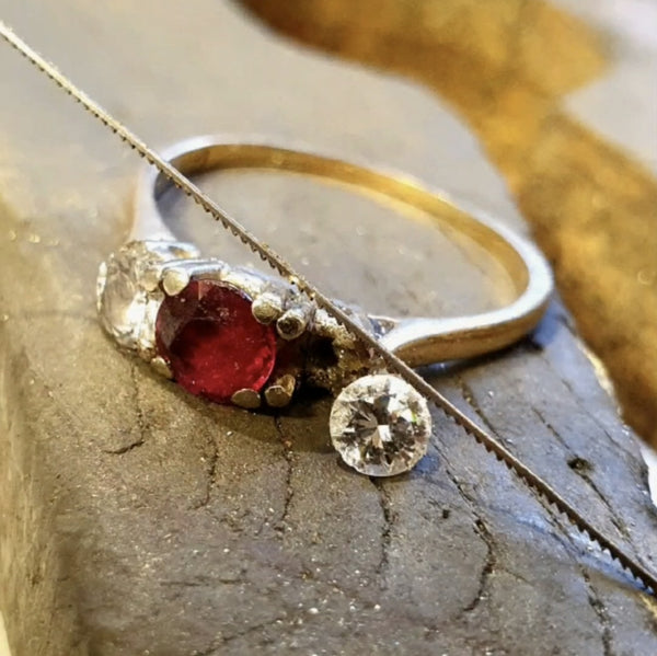 Ruby and Diamonds Weave Yellow Gold