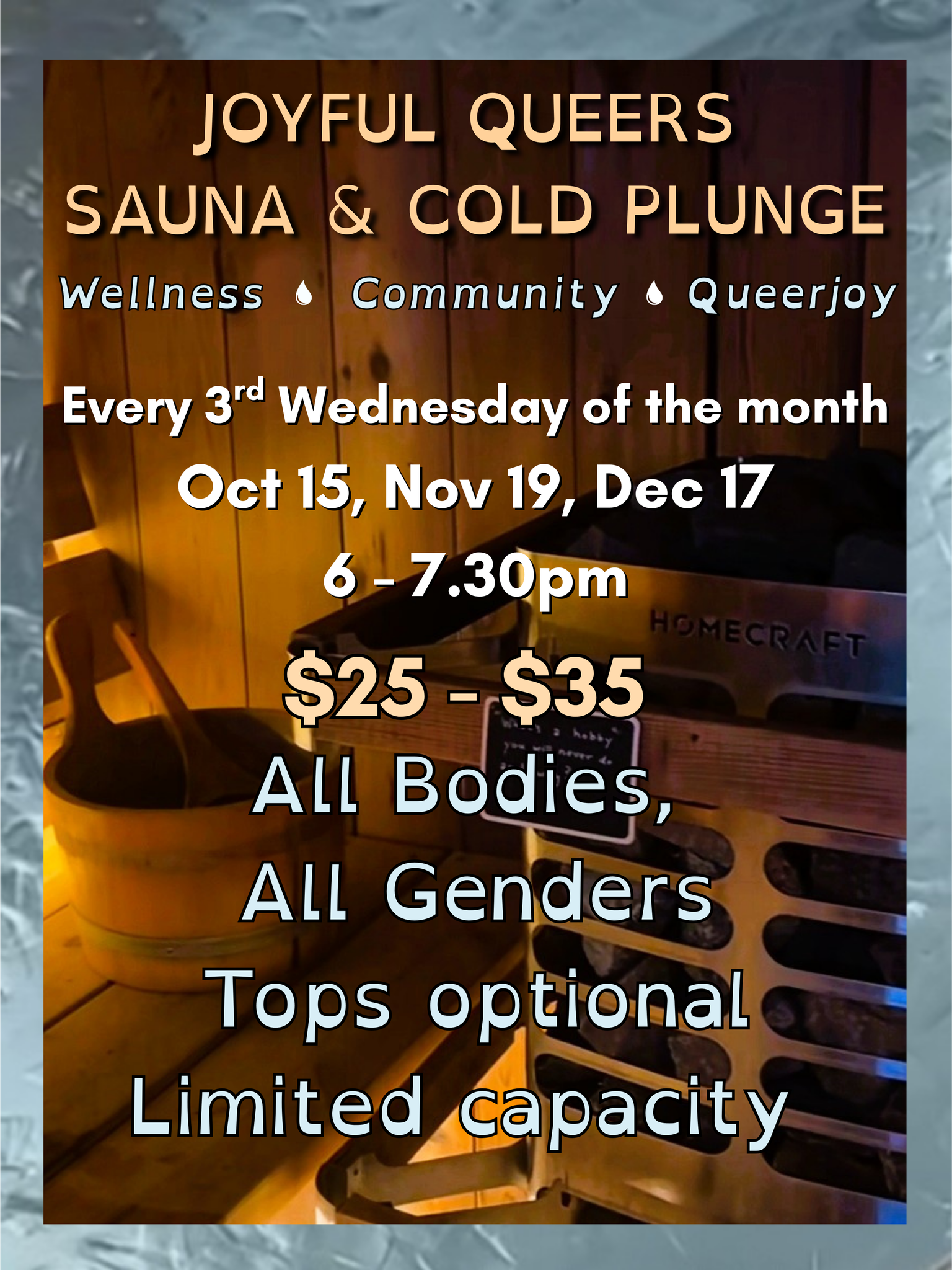 Oct 15, 2025: Joyful Queers Sauna & Cold Plunge